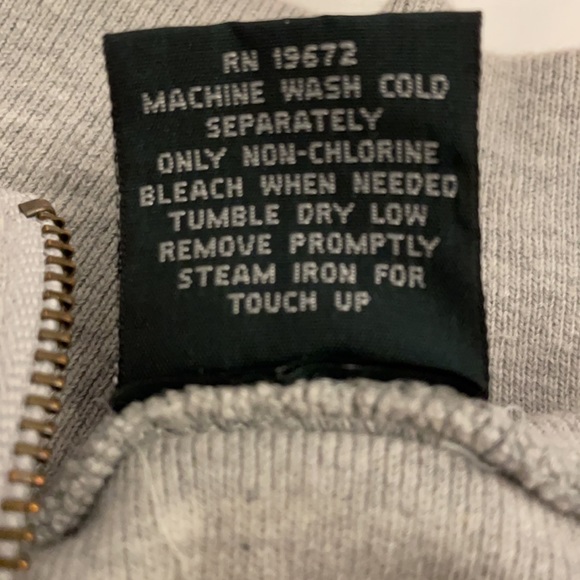 VTG Polo by Ralph Lauren Gray Sweatshirt Raised Felt Lettering USA Flag XL - Picture 15 of 15